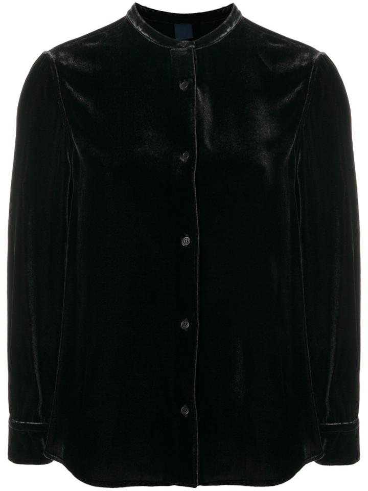 Aspesi Velvet Collarless Blouse - Brown
