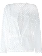 Carven Broderie Anglaise Tie Waist Top