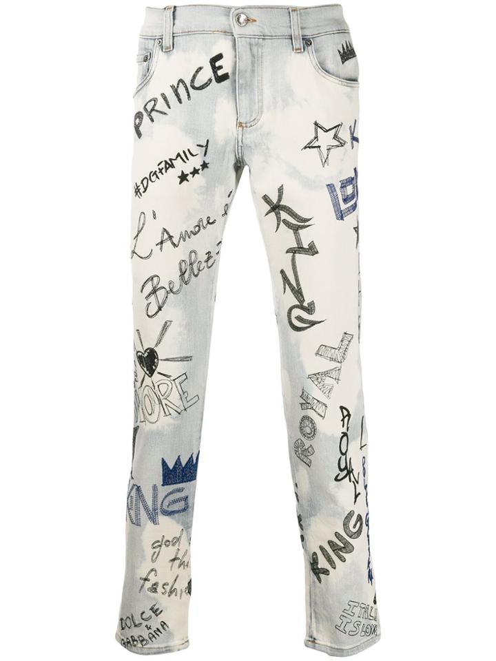 Dolce & Gabbana Graffiti Jeans - Blue