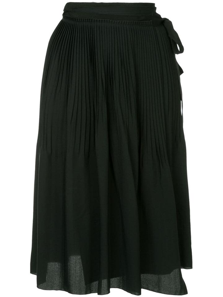Jil Sander Navy Tie Pleated Skirt - Black
