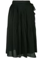 Jil Sander Navy Tie Pleated Skirt - Black
