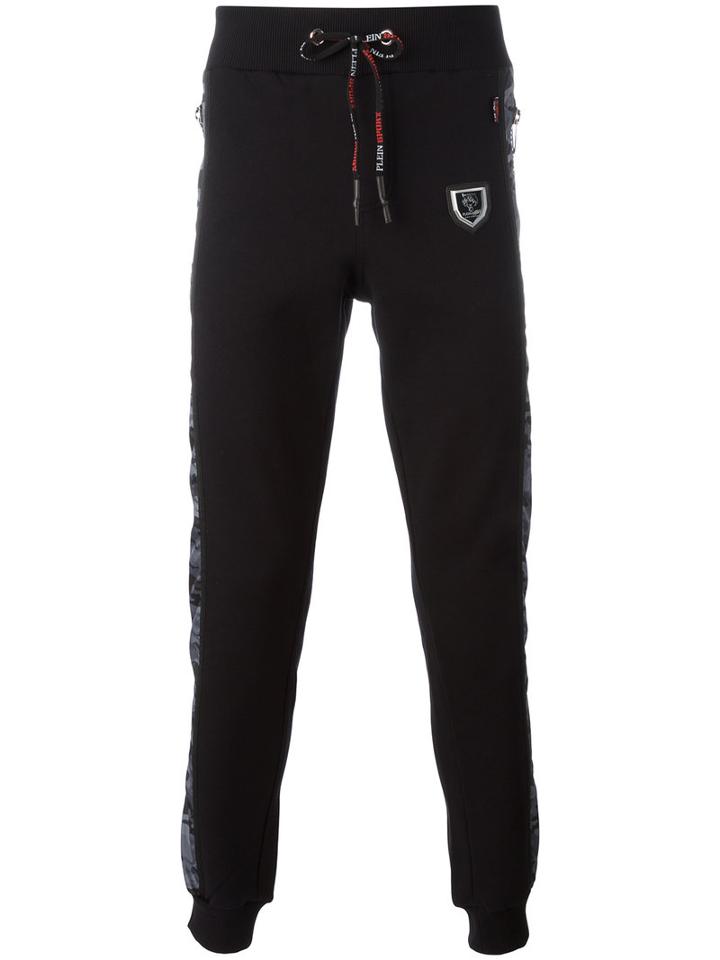 Plein Sport Camouflage Print Tracksuit Trousers, Men's, Size: Medium, Black, Cotton/polyester