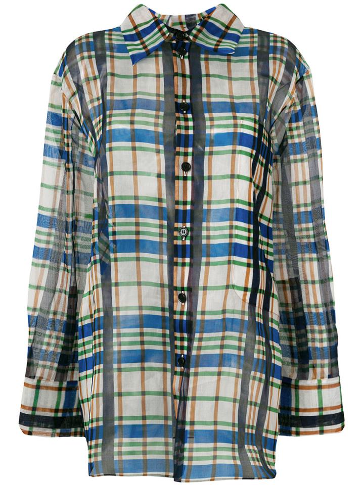 Marni Back Button Plaid Shirt - Blue
