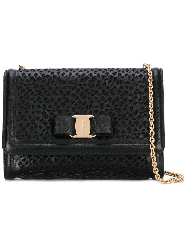 Salvatore Ferragamo - Laser-cut Vara Shoulder Bag - Women - Calf Leather/metal - One Size, Black, Calf Leather/metal