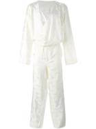 La Perla Jacquard Jumpsuit, Men's, Size: Large, White, Silk