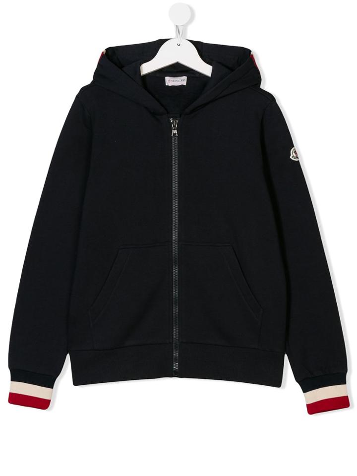 Moncler Kids Stripe Trim Hoodie - Blue