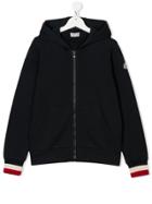 Moncler Kids Stripe Trim Hoodie - Blue
