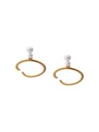 Oscar De La Renta Pearl Hoop Drop Earrings - Gold