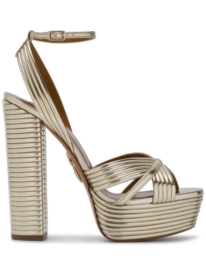 Aquazzura Gold Sundance 140 Platform Sandals