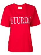 Alberta Ferretti - Saturday Embroidered T-shirt - Women - Cotton - L, Red, Cotton