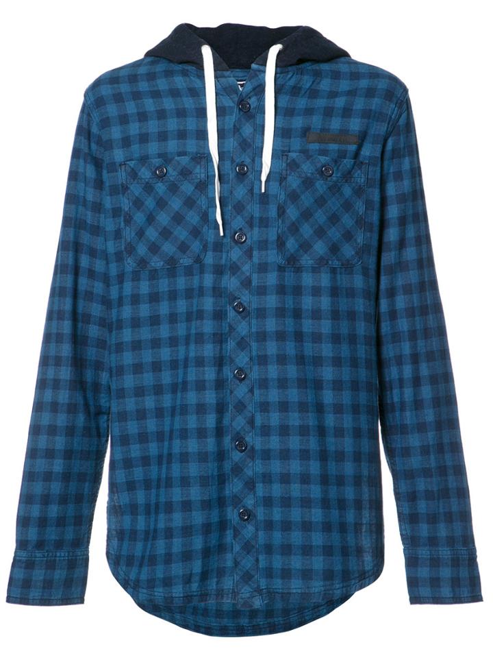 Prps Checked Buttoned Hoodie - Blue