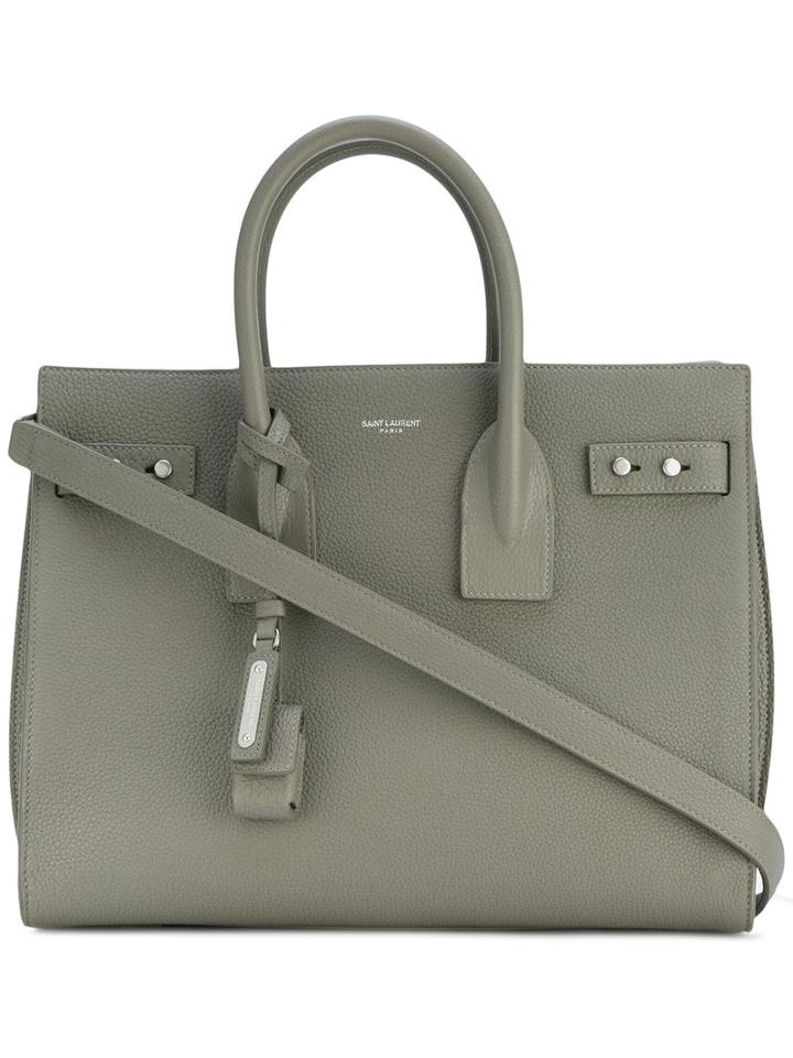 Pebbled Sac De Jour Tote - Women - Leather - One Size, Green, Leather, Saint Laurent
