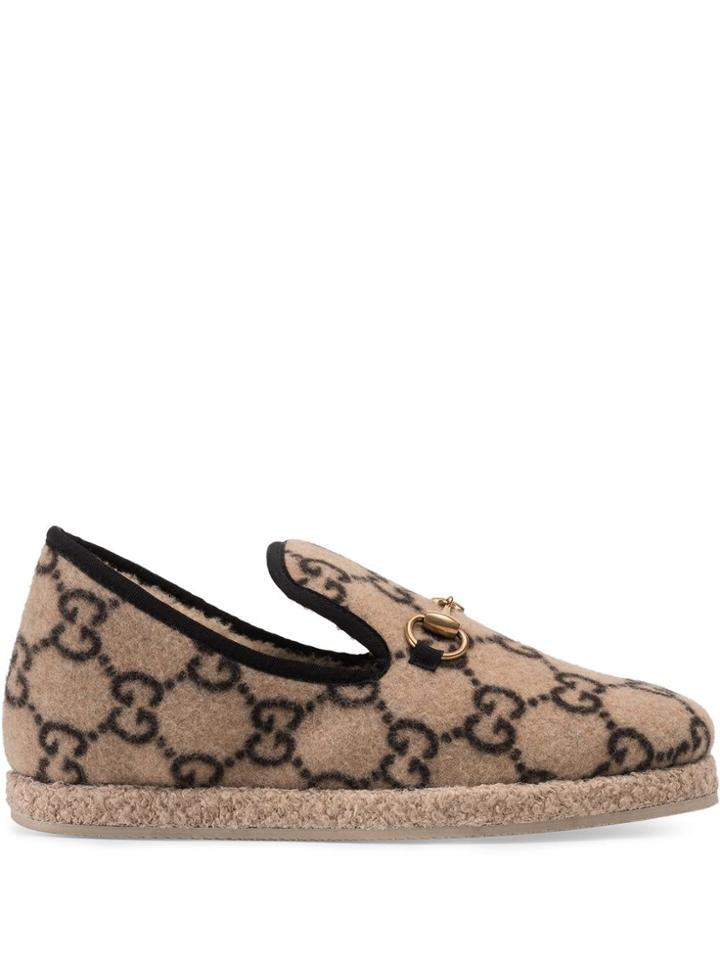Gucci Gg Wool Loafers - Neutrals