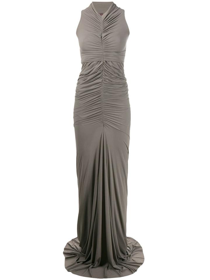 Rick Owens Lilies Ruched Fishtail Evening Gown - Grey