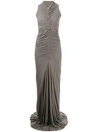 Rick Owens Lilies Ruched Fishtail Evening Gown - Grey