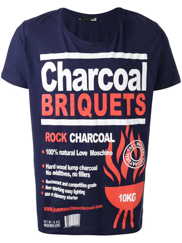 Love Moschino - Charcoal Print T-shirt - Men - Cotton - M, Blue, Cotton