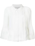 Carolina Herrera - Pleated Chiffon Blouse - Women - Silk - 14, White, Silk