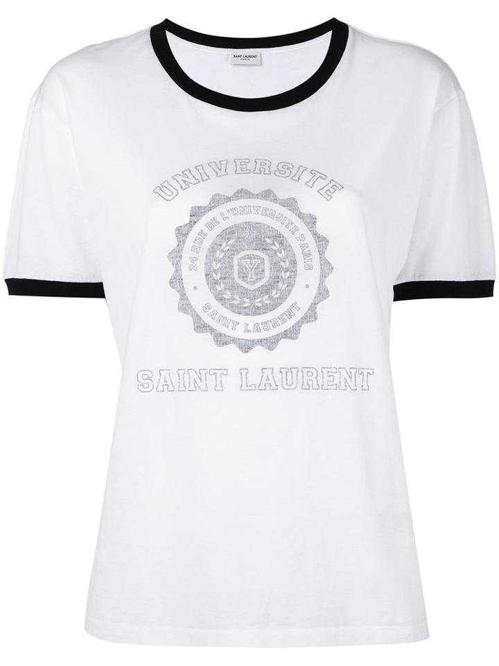 University T-shirt - Women - Cotton - S, White, Cotton, Saint Laurent