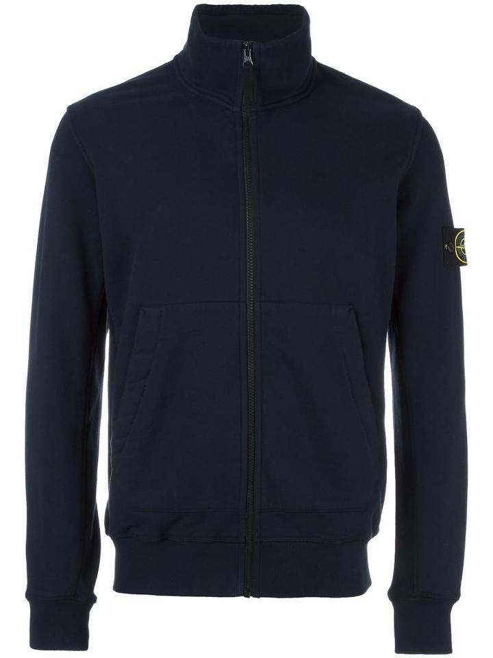 Stone Island Zipped Sweatshirt, Men's, Size: Large, Blue, Cotton
