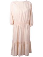 Vanessa Bruno Athé - Gathered Waist Dress - Women - Cotton/viscose - 42, Pink/purple, Cotton/viscose