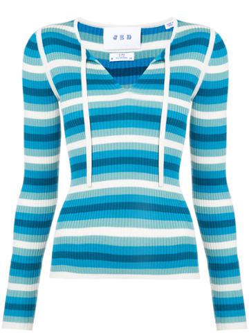 Jed Striped Rib Knit Sweater - Blue