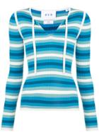 Jed Striped Rib Knit Sweater - Blue