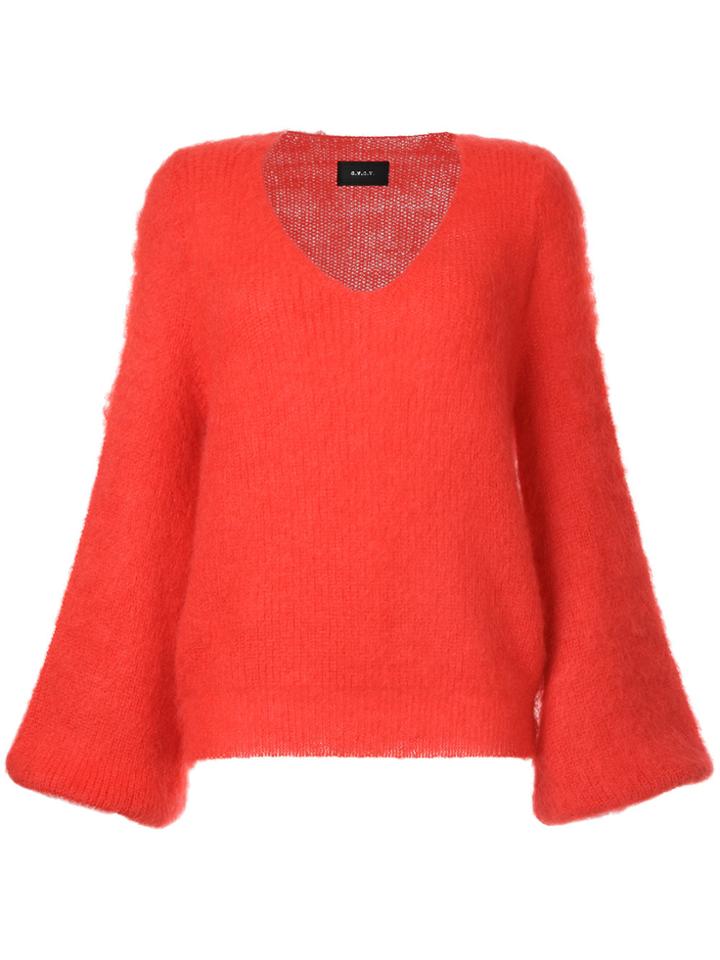 G.v.g.v. Balloon Sleeve V-neck Jumper - Red