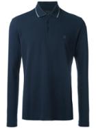Z Zegna Piquet Longsleeved Polo Shirt, Men's, Size: Large, Blue, Cotton