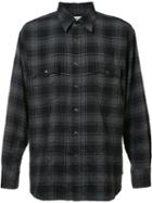 Saint Laurent Classic Checked Shirt, Men's, Size: Large, Black, Cotton/spandex/elastane