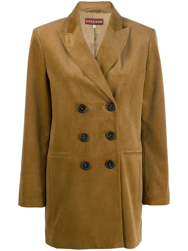 Alexa Chung Corduroy Double-breasted Jacket - Brown