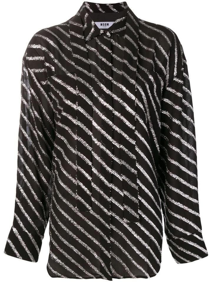 Msgm Metallic Striped Shirt - Black