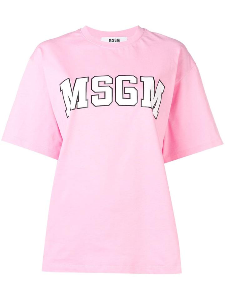 Msgm Oversized Logo T-shirt - Pink