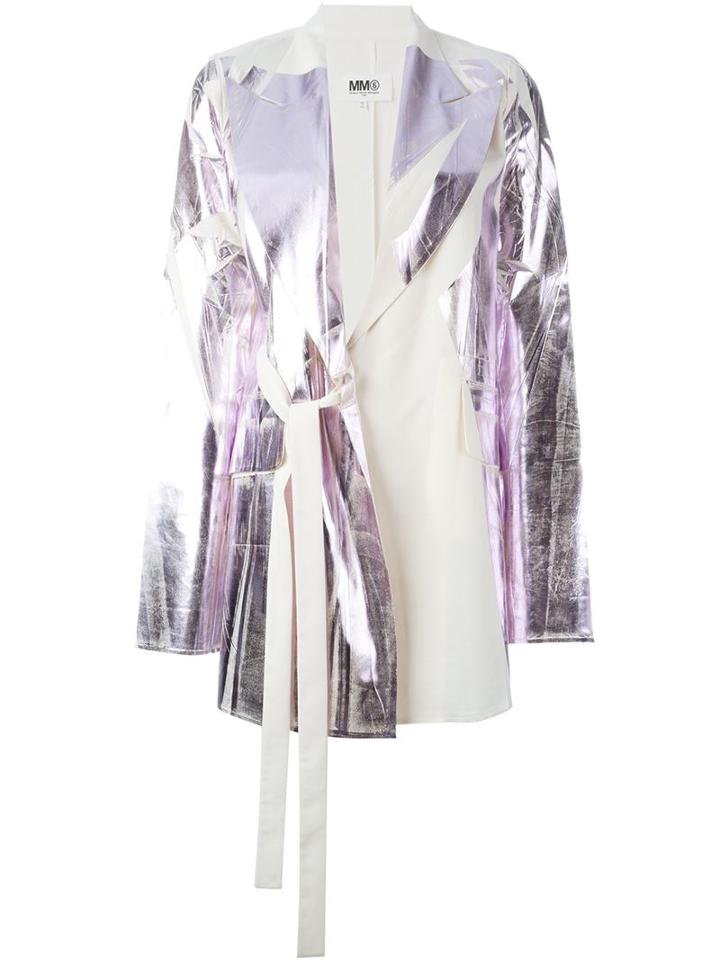 Mm6 Maison Margiela Holograph Panels Oversize Jacket, Women's, Size: 42, Nude/neutrals, Polyester/viscose/wool