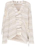 Stella Mccartney Tie-detail Cotton-blend Knit Cardigan - Neutrals