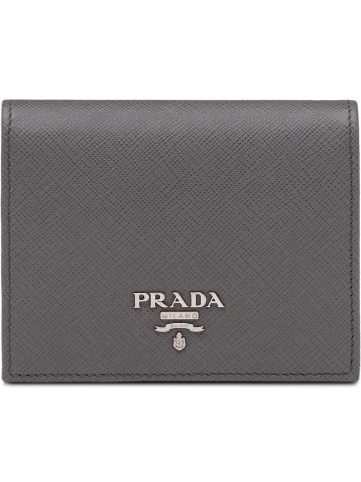Prada Saffiano Flap Wallet - Grey