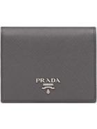 Prada Saffiano Flap Wallet - Grey