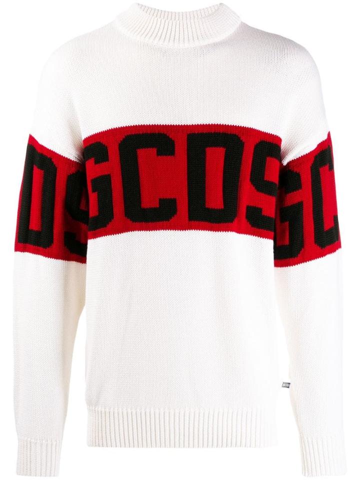 Gcds Contrast Round-neck Jumper - White
