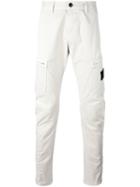 Stone Island Straight Leg Cargo Trousers, Men's, Size: 31, White, Cotton/spandex/elastane