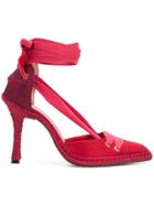 Manolo X Castaner Lace-up Espadrille Pumps - Red