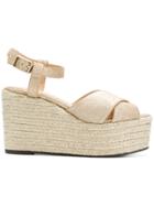 Castañer Crisscross Wedge Espadrilles - Metallic