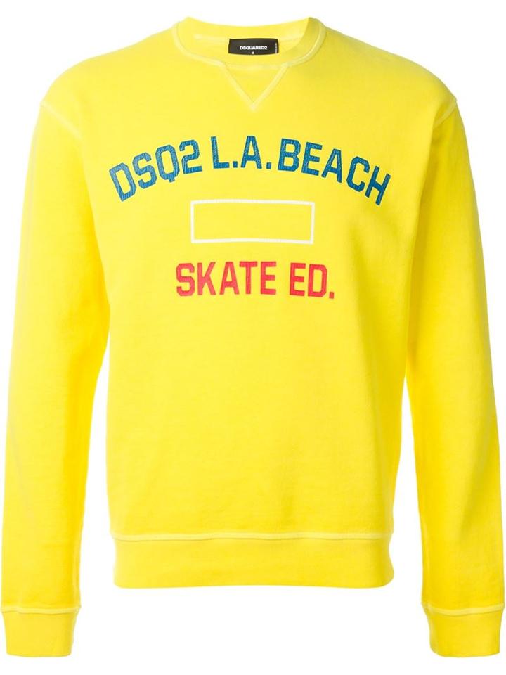 Dsquared2 Skate Print T-shirt, Men's, Size: L, Yellow/orange, Cotton