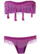 Amir Slama Embellished Bikini Set - Pink & Purple