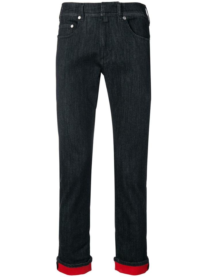 Neil Barrett Contrast Hem Jeans - Black