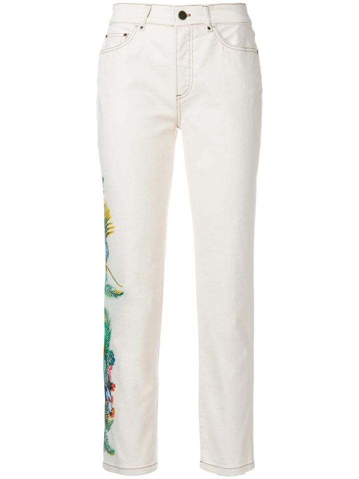 Mr & Mrs Italy Cropped Floral Detail Jeans - Neutrals