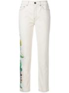 Mr & Mrs Italy Cropped Floral Detail Jeans - Neutrals