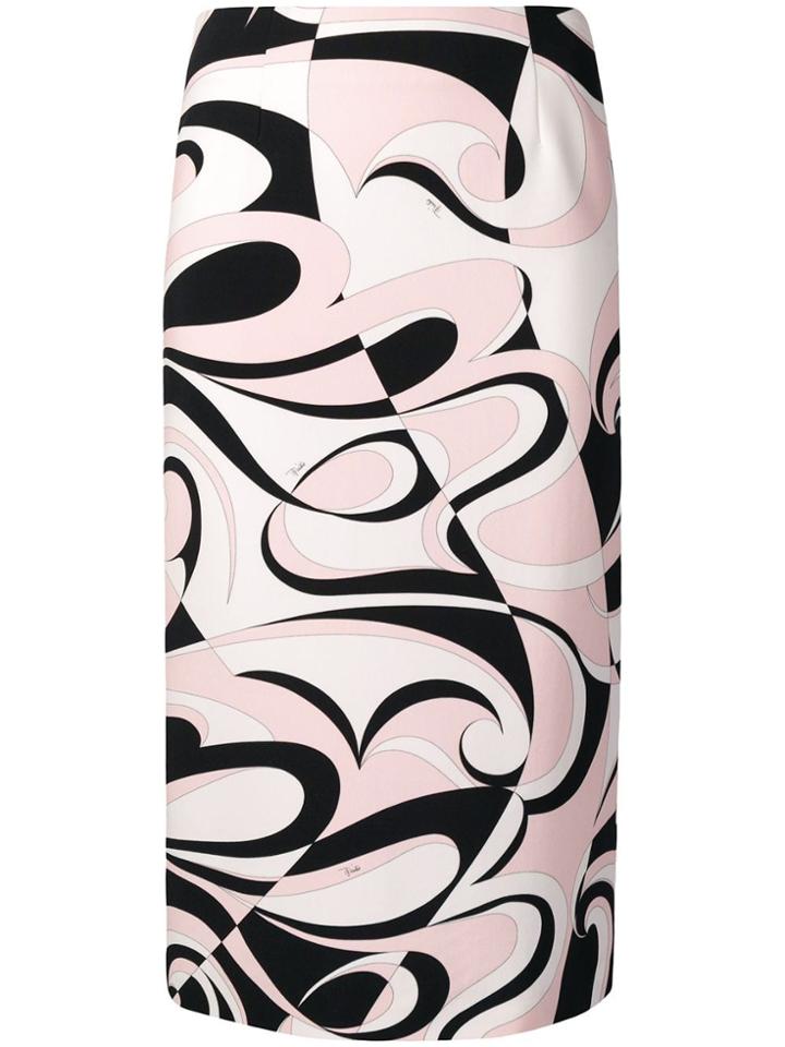 Emilio Pucci Fortuna Print Pencil Skirt - White
