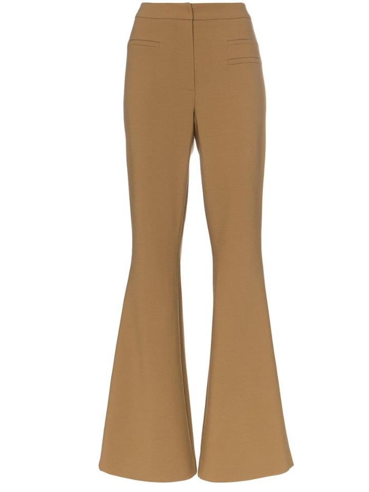 Rejina Pyo High Waist Wool Flared Trousers - Brown