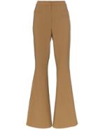 Rejina Pyo High Waist Wool Flared Trousers - Brown