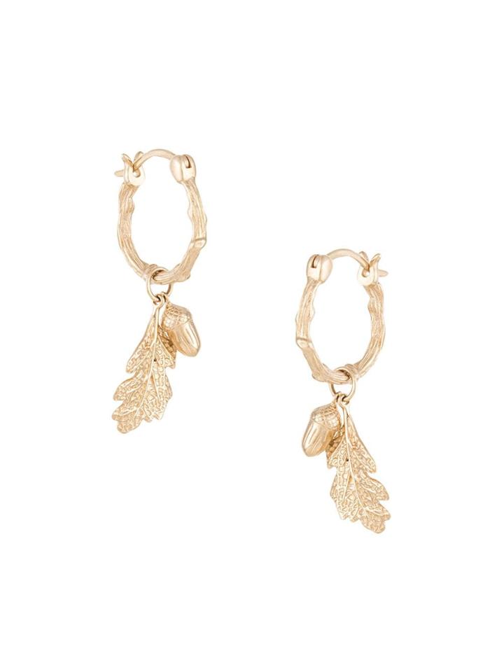 Karen Walker Acorn & Leaf Mini Hoops - Gold