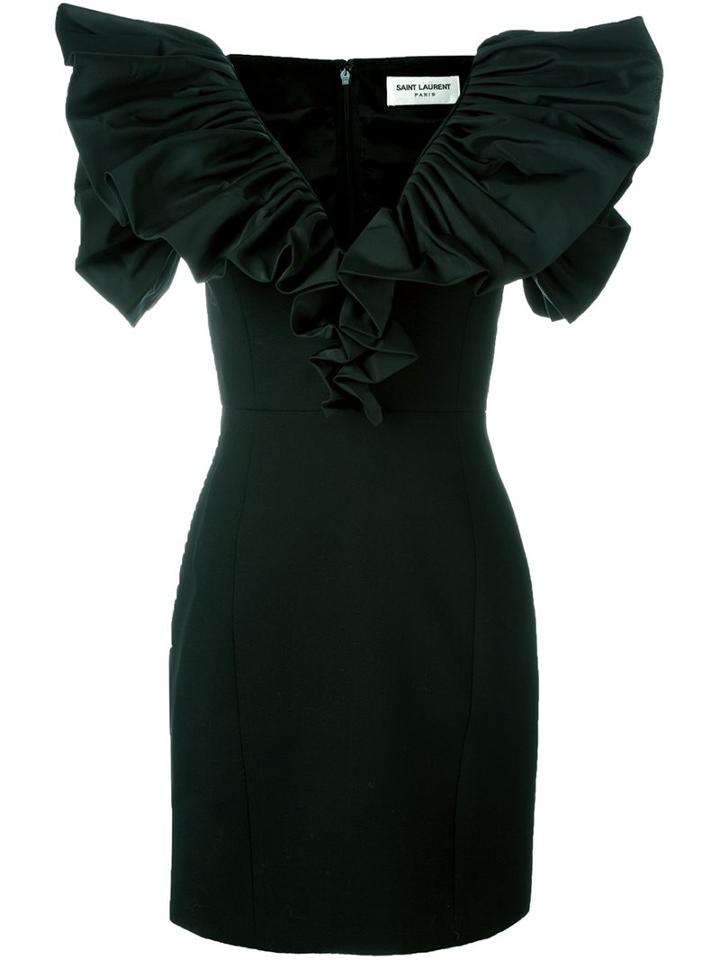 Saint Laurent Ruched Sleeve Mini Dress